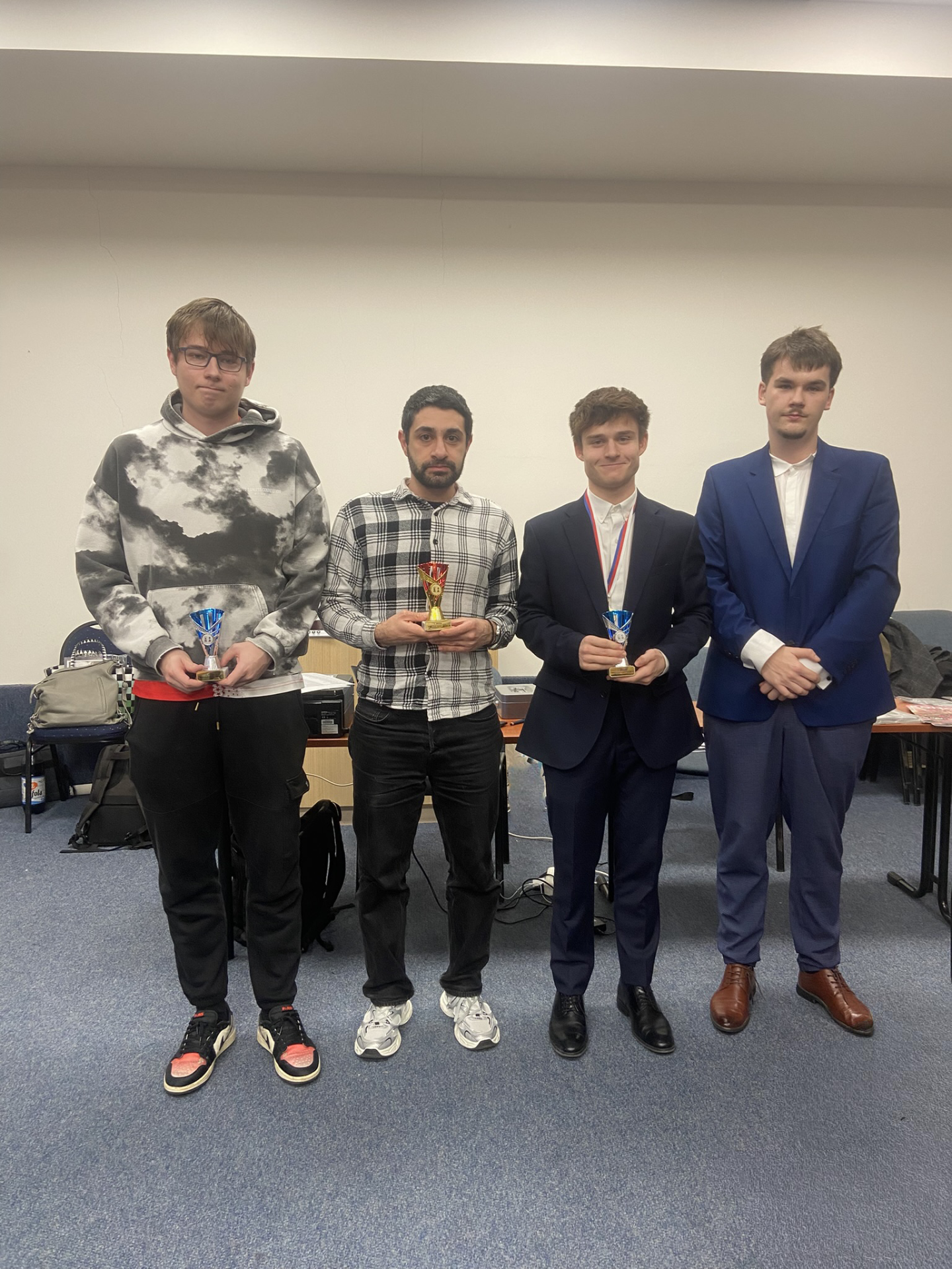 Celkové umístění (zleva: Ocelák J., Shagbazyan T., Davídek Z., Rous D.)